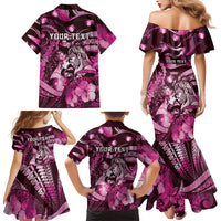 Personalised Maori Romantic Valentine Family Matching Mermaid Dress and Hawaiian Shirt The Hongi Kiss Pink Galaxy