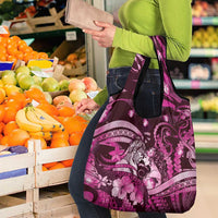 Maori Romantic Valentine Grocery Bag The Hongi Kiss Pink Galaxy