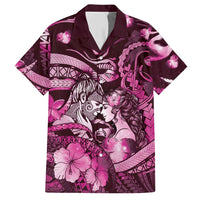 Personalised Maori Romantic Valentine Hawaiian Shirt The Hongi Kiss Pink Galaxy DT05 Pink - Polynesian Pride