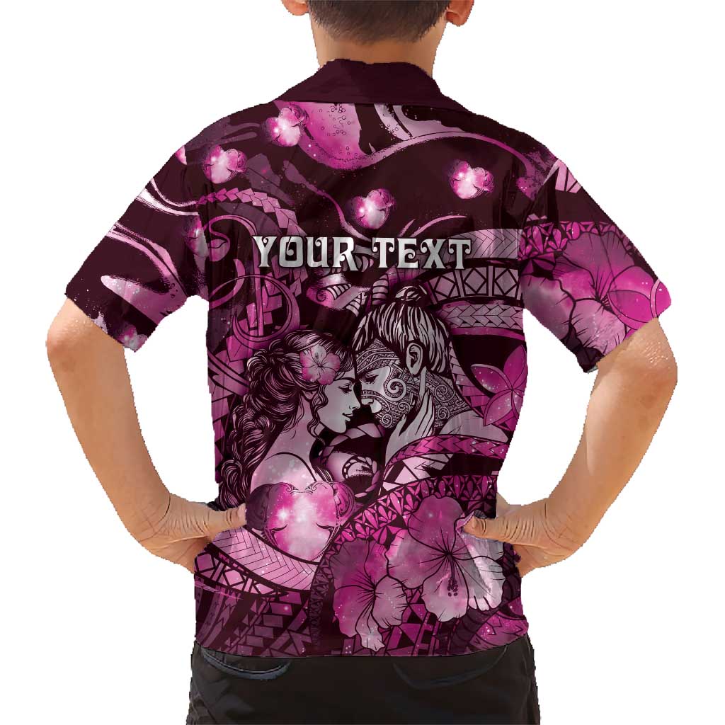 Personalised Maori Romantic Valentine Hawaiian Shirt The Hongi Kiss Pink Galaxy DT05 - Polynesian Pride