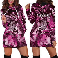 Personalised Maori Romantic Valentine Hoodie Dress The Hongi Kiss Pink Galaxy