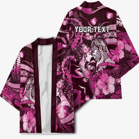 Personalised Maori Romantic Valentine Kimono The Hongi Kiss Pink Galaxy