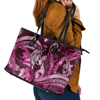 Maori Romantic Valentine Leather Tote Bag The Hongi Kiss Pink Galaxy