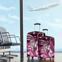 Maori Romantic Valentine Luggage Cover The Hongi Kiss Pink Galaxy