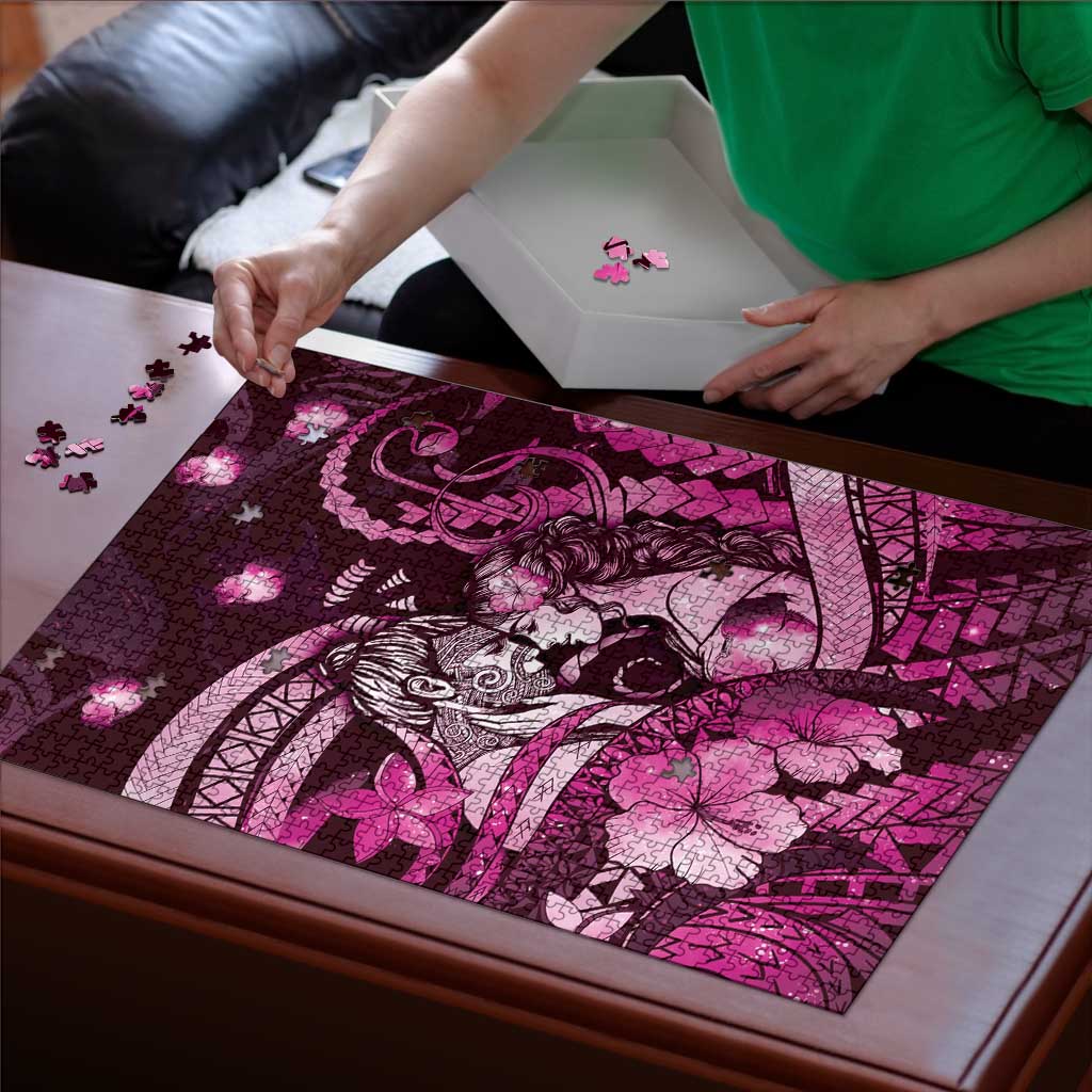 Maori Romantic Valentine Puzzle The Hongi Kiss Pink Galaxy
