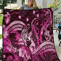 Maori Romantic Valentine Quilt The Hongi Kiss Pink Galaxy