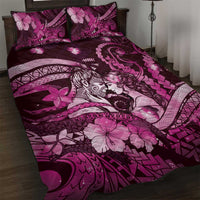 Maori Romantic Valentine Quilt Bed Set The Hongi Kiss Pink Galaxy