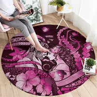 Maori Romantic Valentine Round Carpet The Hongi Kiss Pink Galaxy