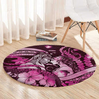 Maori Romantic Valentine Round Carpet The Hongi Kiss Pink Galaxy