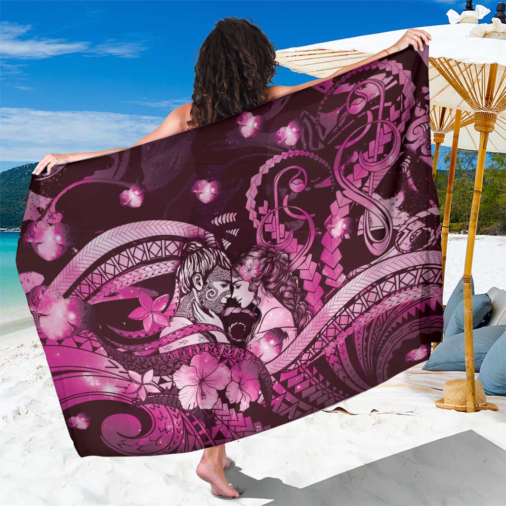 Maori Romantic Valentine Sarong The Hongi Kiss Pink Galaxy