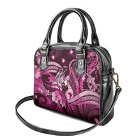 Maori Romantic Valentine Shoulder Handbag The Hongi Kiss Pink Galaxy