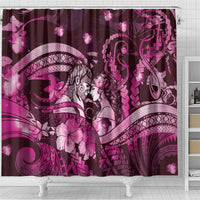 Maori Romantic Valentine Shower Curtain The Hongi Kiss Pink Galaxy