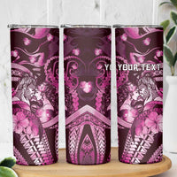 Personalised Maori Romantic Valentine Skinny Tumbler The Hongi Kiss Pink Galaxy