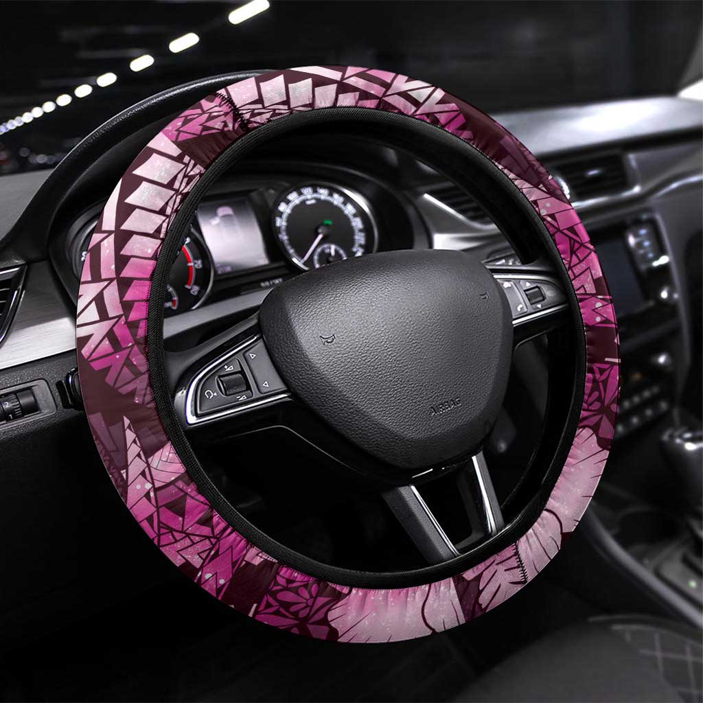 Maori Romantic Valentine Steering Wheel Cover The Hongi Kiss Pink Galaxy