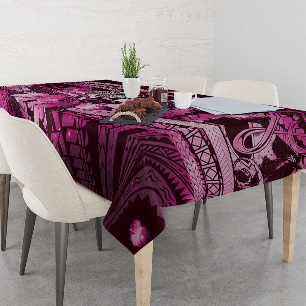 Maori Romantic Valentine Tablecloth The Hongi Kiss Pink Galaxy