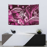 Maori Romantic Valentine Tapestry The Hongi Kiss Pink Galaxy