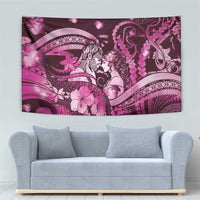 Maori Romantic Valentine Tapestry The Hongi Kiss Pink Galaxy