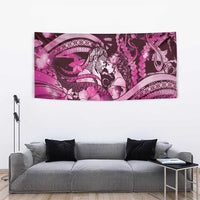 Maori Romantic Valentine Tapestry The Hongi Kiss Pink Galaxy