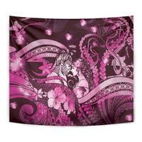 Maori Romantic Valentine Tapestry The Hongi Kiss Pink Galaxy