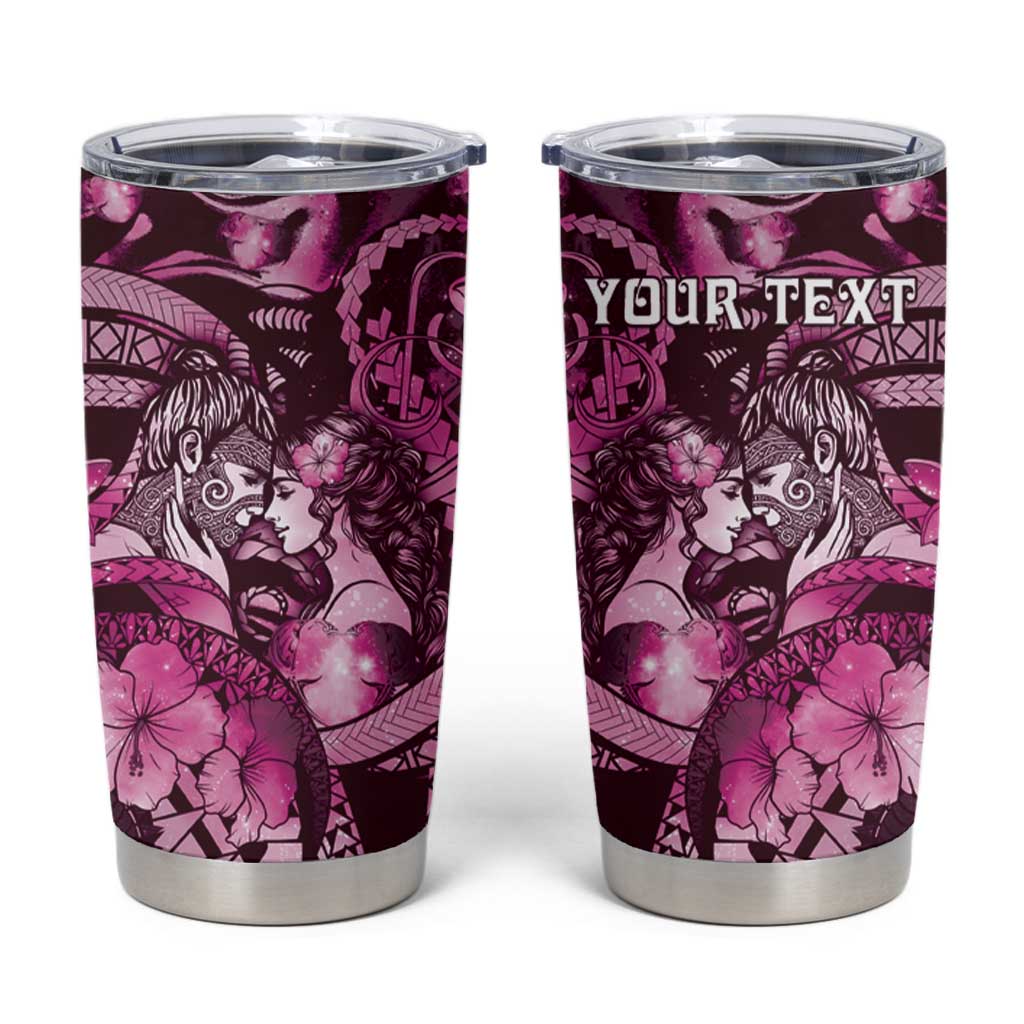 Personalised Maori Romantic Valentine Tumbler Cup The Hongi Kiss Pink Galaxy