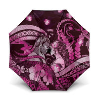 Maori Romantic Valentine Umbrella The Hongi Kiss Pink Galaxy