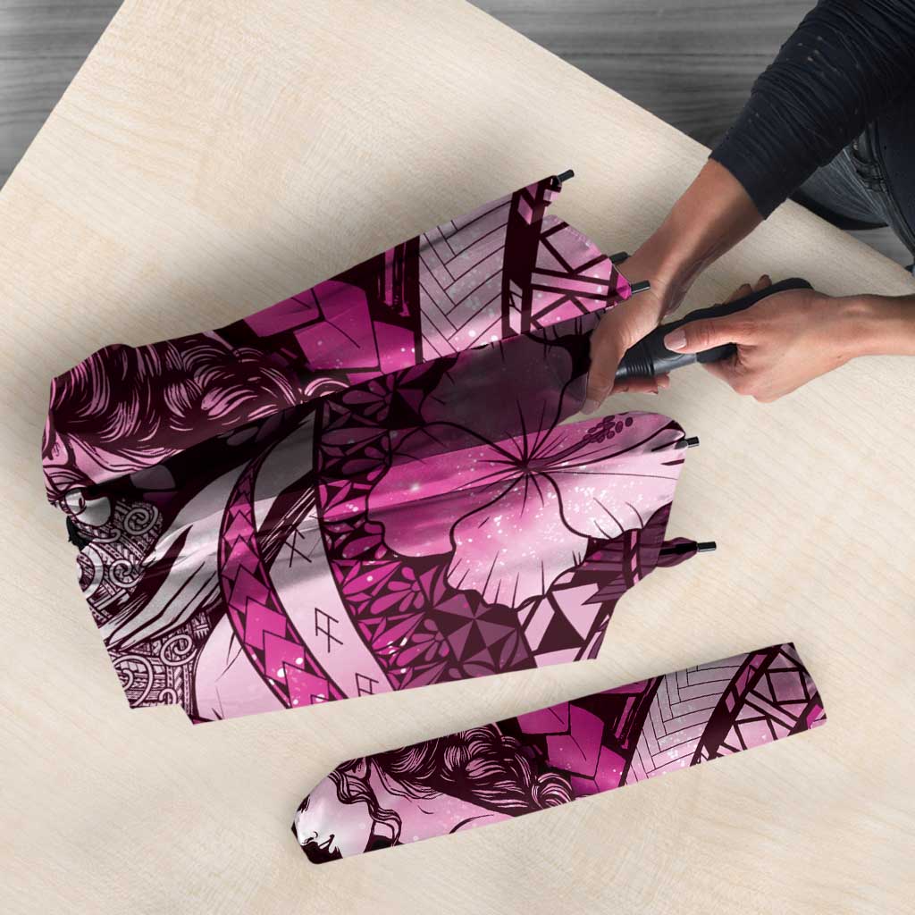 Maori Romantic Valentine Umbrella The Hongi Kiss Pink Galaxy