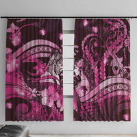 Maori Romantic Valentine Window Curtain The Hongi Kiss Pink Galaxy
