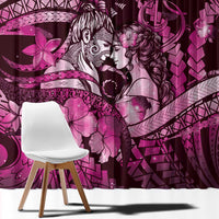 Maori Romantic Valentine Window Curtain The Hongi Kiss Pink Galaxy