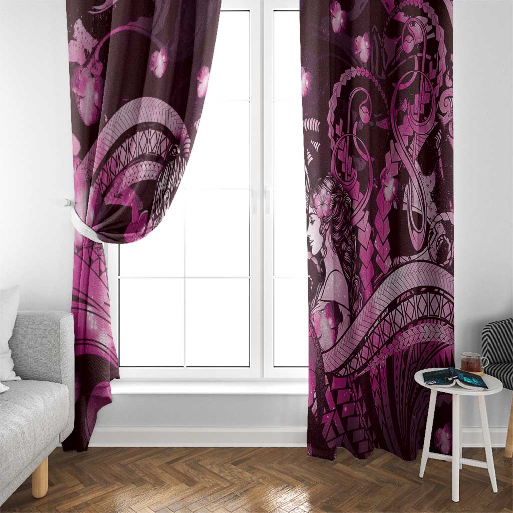 Maori Romantic Valentine Window Curtain The Hongi Kiss Pink Galaxy