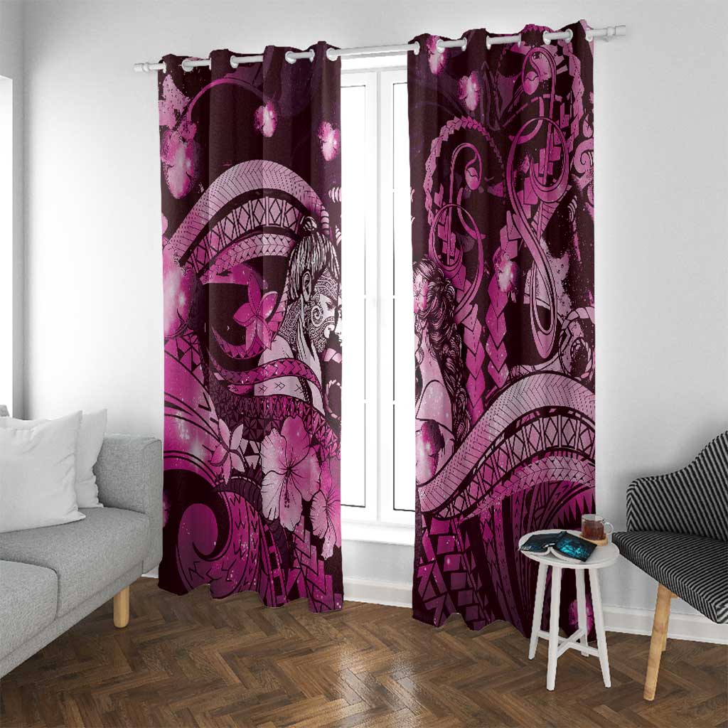 Maori Romantic Valentine Window Curtain The Hongi Kiss Pink Galaxy