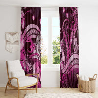 Maori Romantic Valentine Window Curtain The Hongi Kiss Pink Galaxy
