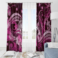 Maori Romantic Valentine Window Curtain The Hongi Kiss Pink Galaxy