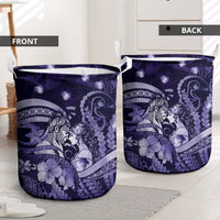 Maori Romantic Valentine Laundry Basket The Hongi Kiss Purple Galaxy