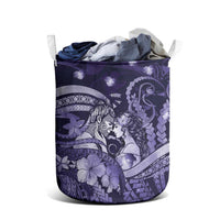Maori Romantic Valentine Laundry Basket The Hongi Kiss Purple Galaxy