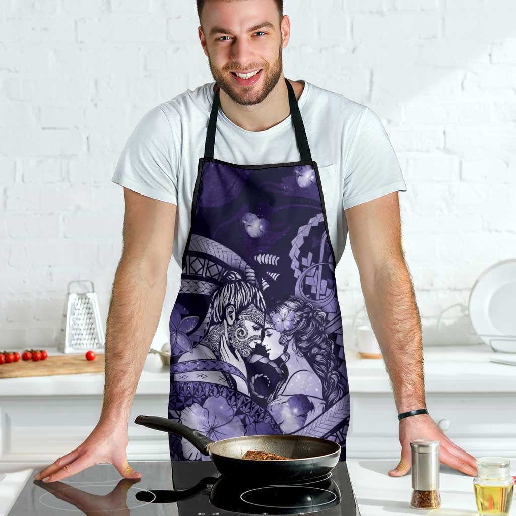 Maori Romantic Valentine Apron The Hongi Kiss Purple Galaxy