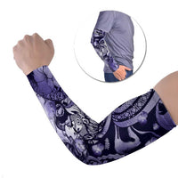 Personalised Maori Romantic Valentine Arm Sleeves The Hongi Kiss Purple Galaxy