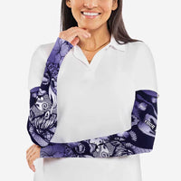 Personalised Maori Romantic Valentine Arm Sleeves The Hongi Kiss Purple Galaxy