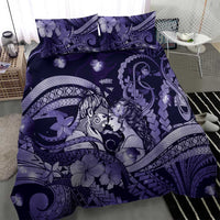 Maori Romantic Valentine Bedding Set The Hongi Kiss Purple Galaxy