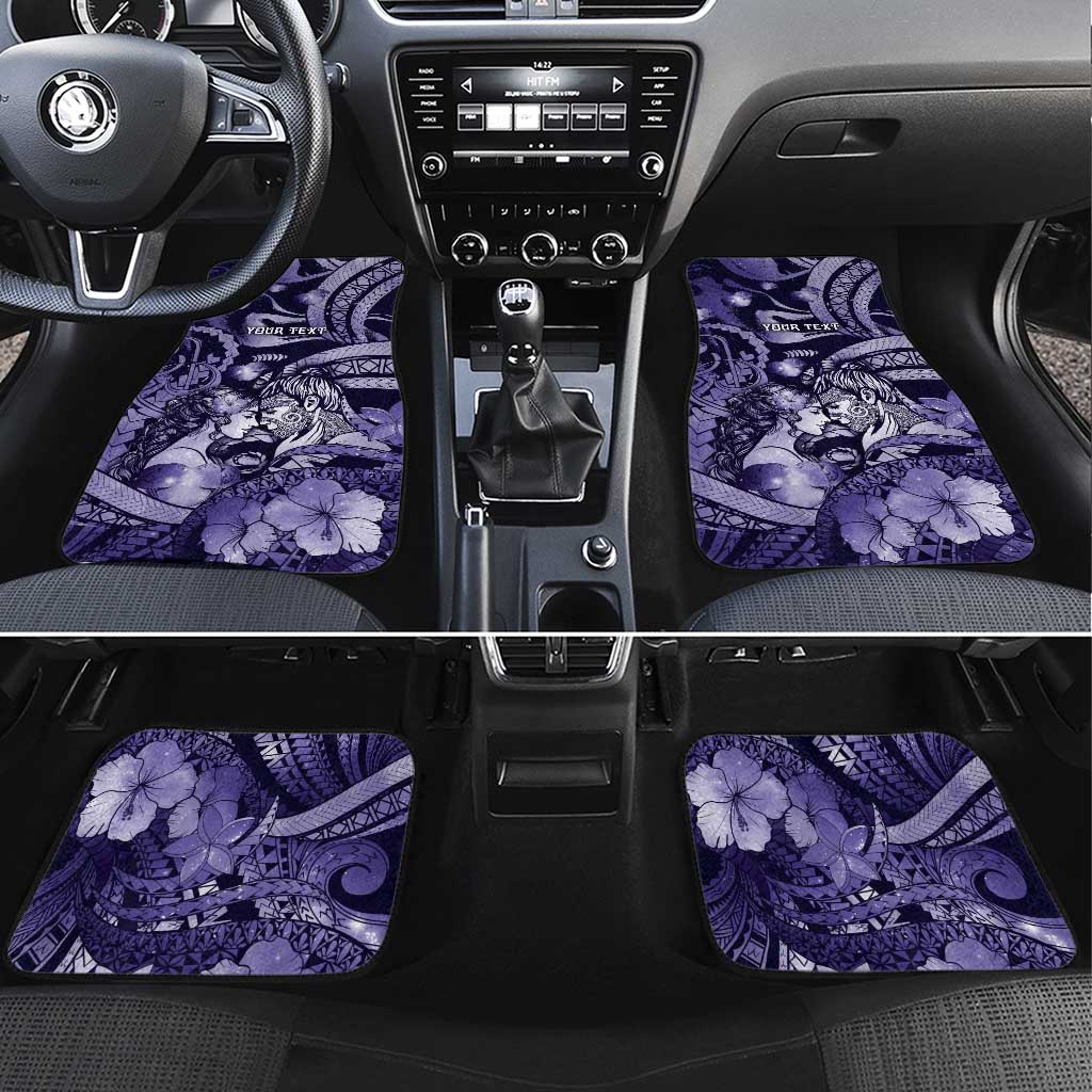 Personalised Maori Romantic Valentine Car Mats The Hongi Kiss Purple Galaxy