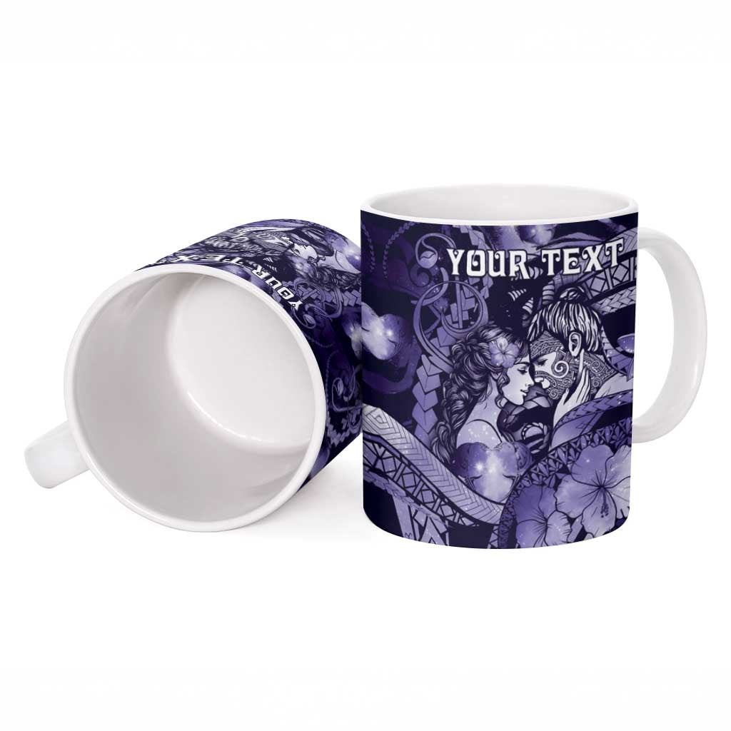 Personalised Maori Romantic Valentine Ceramic Mug The Hongi Kiss Purple Galaxy