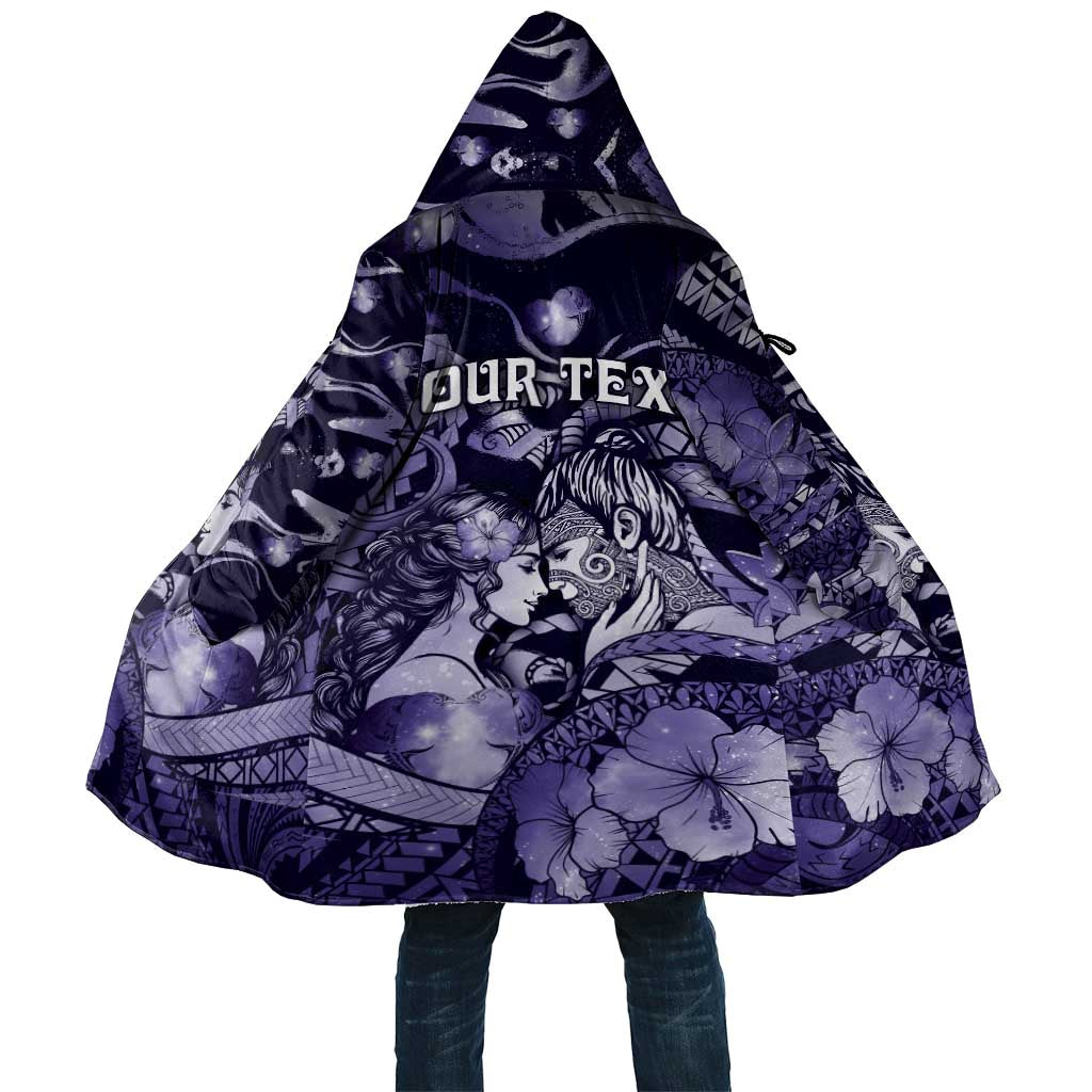 Personalised Maori Romantic Valentine Cloak The Hongi Kiss Purple Galaxy