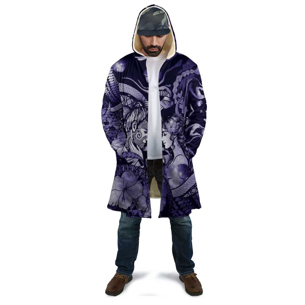 Personalised Maori Romantic Valentine Cloak The Hongi Kiss Purple Galaxy