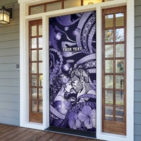 Personalised Maori Romantic Valentine Door Cover The Hongi Kiss Purple Galaxy