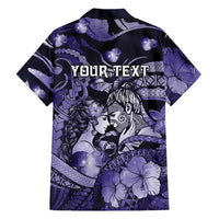 Personalised Maori Romantic Valentine Family Matching Summer Maxi Dress and Hawaiian Shirt The Hongi Kiss Purple Galaxy DT05 - Polynesian Pride