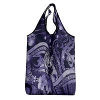Maori Romantic Valentine Grocery Bag The Hongi Kiss Purple Galaxy