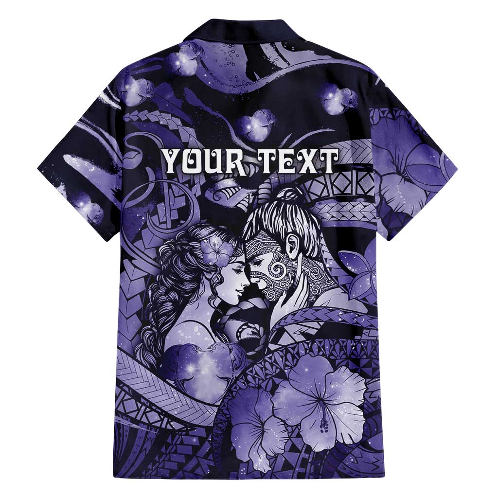 Personalised Maori Romantic Valentine Hawaiian Shirt The Hongi Kiss Purple Galaxy DT05 - Polynesian Pride