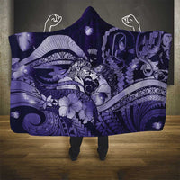Maori Romantic Valentine Hooded Blanket The Hongi Kiss Purple Galaxy