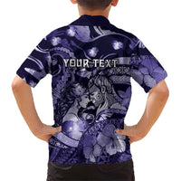 Personalised Maori Romantic Valentine Kid Hawaiian Shirt The Hongi Kiss Purple Galaxy DT05 - Polynesian Pride