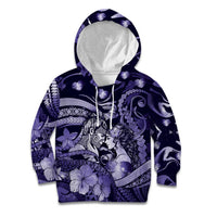 Personalised Maori Romantic Valentine Kid Hoodie The Hongi Kiss Purple Galaxy DT05 Hoodie Purple - Polynesian Pride