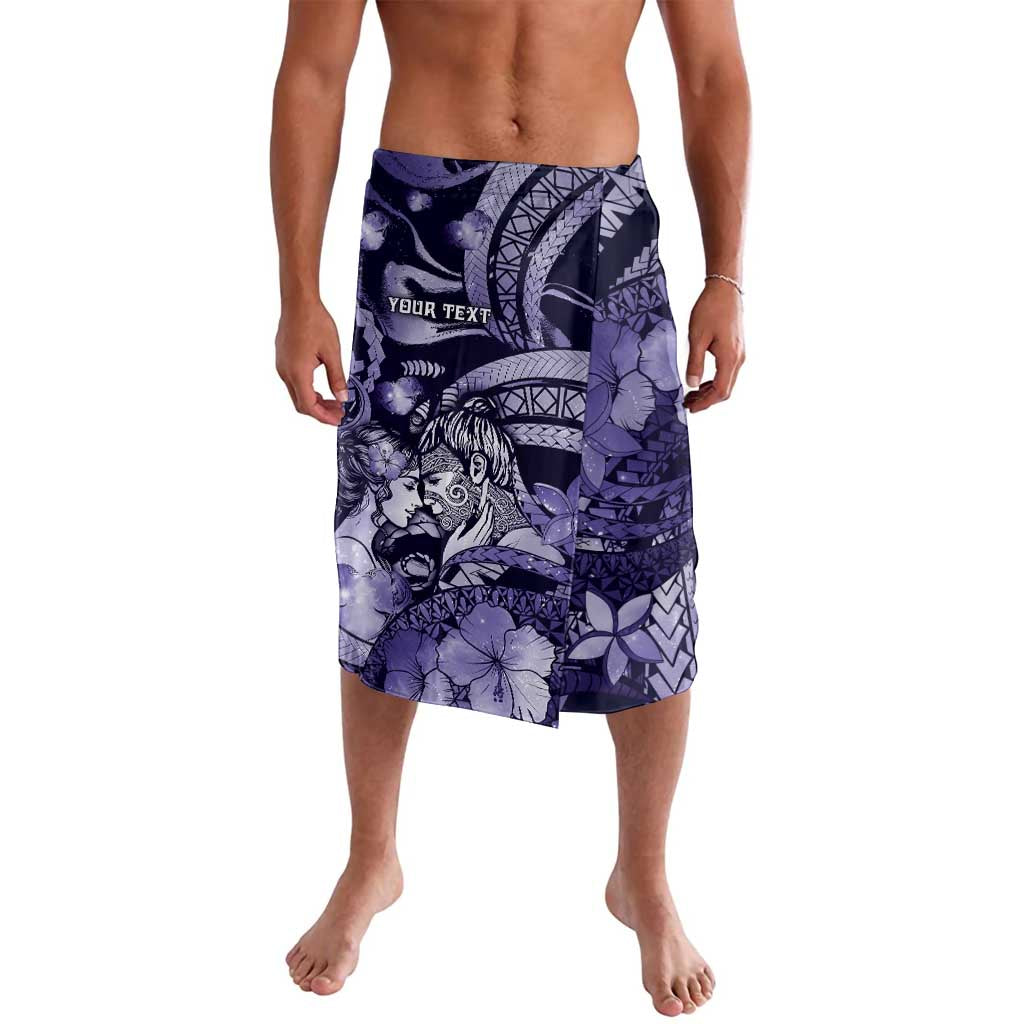 Personalised Maori Romantic Valentine Lavalava The Hongi Kiss Purple Galaxy